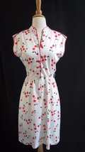 Vintage &quot;Lady Carol NY&quot; Red Cherry Pop jerssey pencil Dress pin up style size 10 - £43.79 GBP