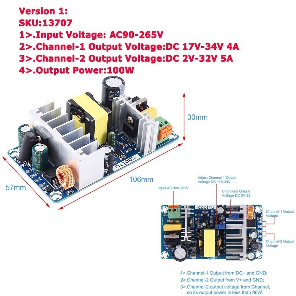 Dual Line Power Module Dual Output Isolated Switching Power Supply Module Adjustable Step Down ...