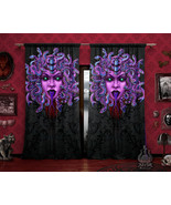 Pastel Goth Medusa Curtains, Dark Fantasy Decor, Window Drapes, Sheer an... - £129.00 GBP