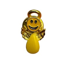 Gold Plated Smiley Face Angel Lapel Pin Brooch Yellow Teardrop Accent Cu... - £10.83 GBP