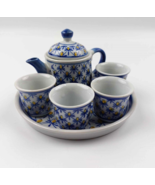 Miniature blue and white children toy tea set tea party birthday decor g... - $46.96 CAD
