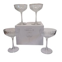 Pottery Barn Trellis Etched Coupe Cocktail Glasses Set of 4 Soda-lime Gl... - $47.47