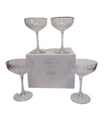 Pottery Barn Trellis Etched Coupe Cocktail Glasses Set of 4 Soda-lime Gl... - £37.35 GBP