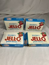 Vintage Lot Of 4 Empty 6 OZ Strawberry Jello Gelatin Dessert Boxes - $456.94 MXN