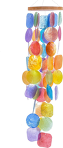 Rainbow Wind Chimes for outside - Colorful Sea Glass Capiz Shells Wind C... - £34.95 GBP