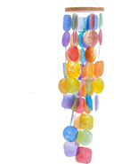 Rainbow Wind Chimes for outside - Colorful Sea Glass Capiz Shells Wind C... - £34.39 GBP