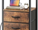 Bedside Table With Usb Ports And Outlets, End Table With Open Shelf, Sid... - $64.92