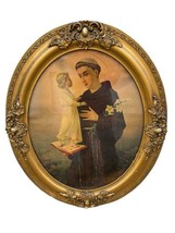 Vintage Ornate Gold Frame Print St. Anthony of Padua - £156.44 GBP