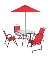 6-Piece Outdoor Patio Dining Set with Umbrella, Red, Black, Purple, Gray... - $274.38 CAD