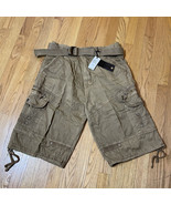 PJ Mark Shorts NEW Men 32 Tan Brown Belted Cargo Chino Khaki Baggy Outdo... - $22.49