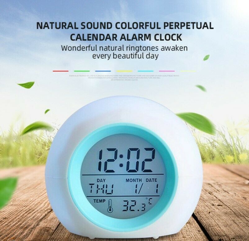 Kids Alarm Clock, Update 2020 Model, 7 Color Changing Night Light, Snooze Touch  - $11.99