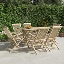 7 Piece Garden Dining Set Grey Solid Wood Teak - £327.29 GBP