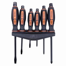 6Pc Magnetic Screwdriver Set 3 Slotted 3 Phillips Hexagon Cap Industrial Grade - £28.46 GBP