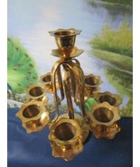 Brass Candle Holder Menorah 9 Light Pillar Candles Style 7 1/2&quot; H - $64.67 CAD