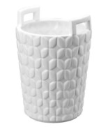 New A&amp;B Home HAMPTON Round Basket VASE White Dolomite Flower Pattern 9&quot; ... - £56.04 GBP