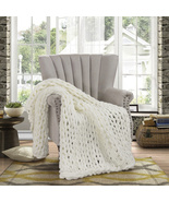 Donna Sharp Ivory Chenille Knitted Throw - £64.29 GBP