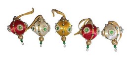 Handmade Christmas Ornaments Push Pin Beaded Sequins Small Lot of 5 - £23.98 GBP