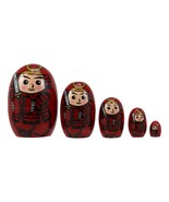 Red Japanese Samurai Wooden Stacking Matryoshka Nesting Dolls 5 Piece Se... - $14.99