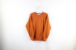Vtg 70s Streetwear Womens XL Faded Blank Crewneck Sweatshirt Burnt Orange USA - £46.74 GBP