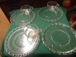 Great Collectible CANDLEWICK Set of 3 SANDWICH Plates with Cups &amp; 1 FREE... - $22.36