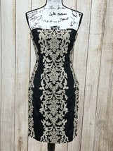 White House Black Market Embroidered Strapless Dress Sz 8 Cocktail Satin Sheath - £31.63 GBP