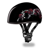 Daytona Helmets Skull Cap W/ BARBED ROSES DOT Motorcycle Helmet D6-BRO - £71.99 GBP