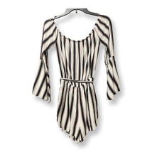 Lumiere Womens Romper Playsuit White Stripe Lined Scoop Neck Long Sleeve... - £11.66 GBP