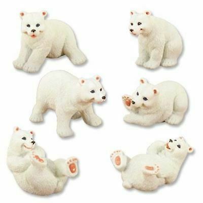 Set of Six Assorted White Polar Bears Shelf Sitter Tabletop Figurine 3.5... - $39.99