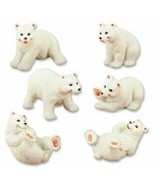 Set of Six Assorted White Polar Bears Shelf Sitter Tabletop Figurine 3.5... - $760.08 MXN