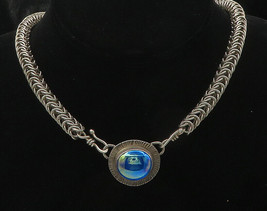 DESIGNER 925 Silver - Vintage Blue Metallic Cluster Rope Chain Necklace - NE2998 - £181.79 GBP