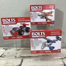 BOLTS SETS By Meccano Engineering Lot of 3 Race Car Biplane Helicopter  - $24.74