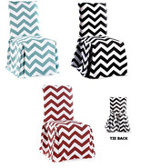 Twill Cotton Chevron Pattern Full Dining Chair Slipcover Cover Tie Back - $29.99
