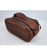 Pad &amp; Quill Dopp Kit Leather Toiletry Bag Double Zipper Shaving Bathroom... - £69.98 GBP