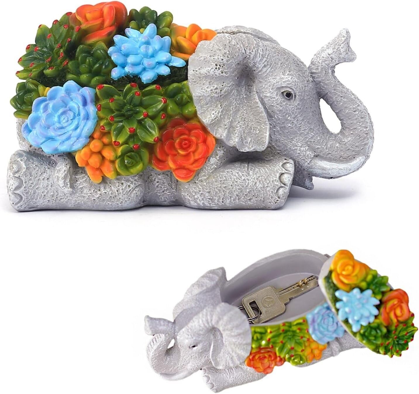 Elephant Secret Hide Key Hider Holder Garden Statue Figurine Sculpture A... - $17.81