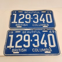British Columbia License Plates 1969 Matching Pair 129 340 Expired Canad... - £19.04 GBP