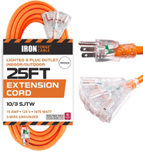 25 Foot Lighted Outdoor Extension Cord with 3 Electrical Power Outlets -... - $103.94