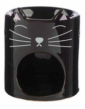 Feline Fine Ceramic Cat Head Oil Burner black - $9.41