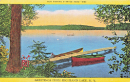 Highland Lake New York Ny~Our Fishing Started HERE~1956 Postcard - £7.28 GBP