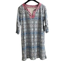 Caribbean Joe Dress Women L Medallion Blue Active Jersey Knit UPF 50 Res... - $27.39
