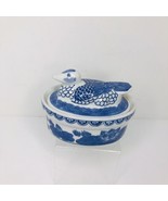 Vintage Seymour Mann China Blue Porcelain Duck On Nest Candy Dish Chinoi... - £22.12 GBP