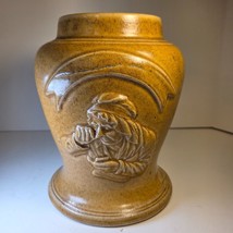 Antique Stoneware Snuff Jar 7.5&quot; Relief Man Sniffing #2 No Lid Pre-1930 - $3,645.93 MXN