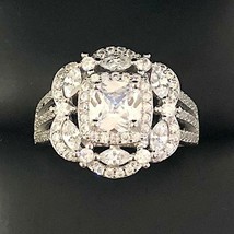 Art Déco 3Ct Diamant Princesse Argent Sterling Halo Bague de Fiançailles - £215.51 GBP
