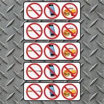 5 NO SMOKING NO FOOD NO CELL PHONE Window Door Warning Vinyl Decal FREE ... - $5.89