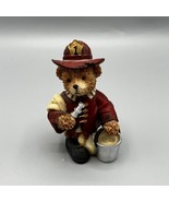Vintage 90s Boyds Bears? 4.25&quot; Resin Fire Fighter Figurine Fire Hose &amp; B... - £11.76 GBP