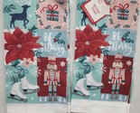 Set of 2 Same Printed Towels (14&quot;x24&quot;) BE MERRY &amp; CHRISTMAS THEME PATCHW... - $10.88