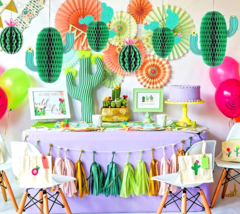6 Pcs. Hanging Cactus Honeycomb Centerpieces Fiesta Desert Party Decorations image 7