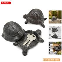 Cast Iron Turtle Key Hider Outdoor Antique Brown Decorative Garden Key S... - $20.74