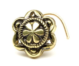 Flower Indian Nose Stud Antique gold finish nose ring Twist piercing ring - £14.45 GBP