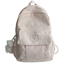 Cute Corduroy Women Backpack Solid Color Female Student Schoolbag For Teenage Gi - £30.78 GBP