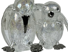 Vintage Penguin Ornament Mom &amp; Baby Penguins Crystal Silver-tone Tips Christmas - £13.66 GBP